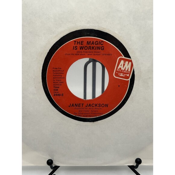 JANET JACKSON "Young Love / The Magic Is Working" 2440S 7" 45rpm AM Records Used - Picture 4 of 4